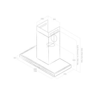 Elica Meteorite, 800 m³/h, inox/black - Cooker hood