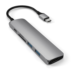 Satechi, USB-C hub Multi-port 4K + SD-reader, grey - Adapter ST-SCMA2M