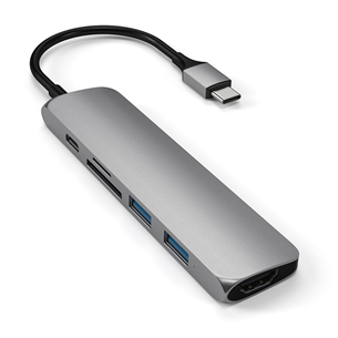 Satechi, USB C Multi-Port 4K + SD lasītājs, pelēka - Adapteris