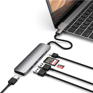 Satechi, USB C Multi-Port 4K + SD lasītājs, pelēka - Adapteris