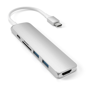 Satechi, USB-C hub Multi-port 4K + SD-reader, silver -  Adapter