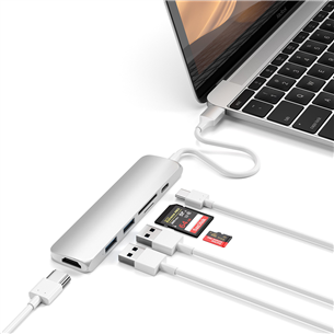 Satechi, USB-C Multi-Port 4K + SD lasītājs, sudraba - Adapteris