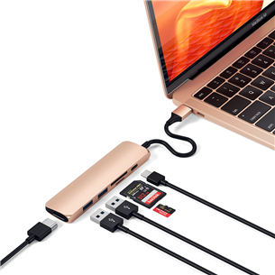 Satechi, USB-C Multi-port 4K + SD-считыватель, золотистый - Хаб