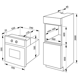 Built-in oven, Hansa / capacity: 65 L