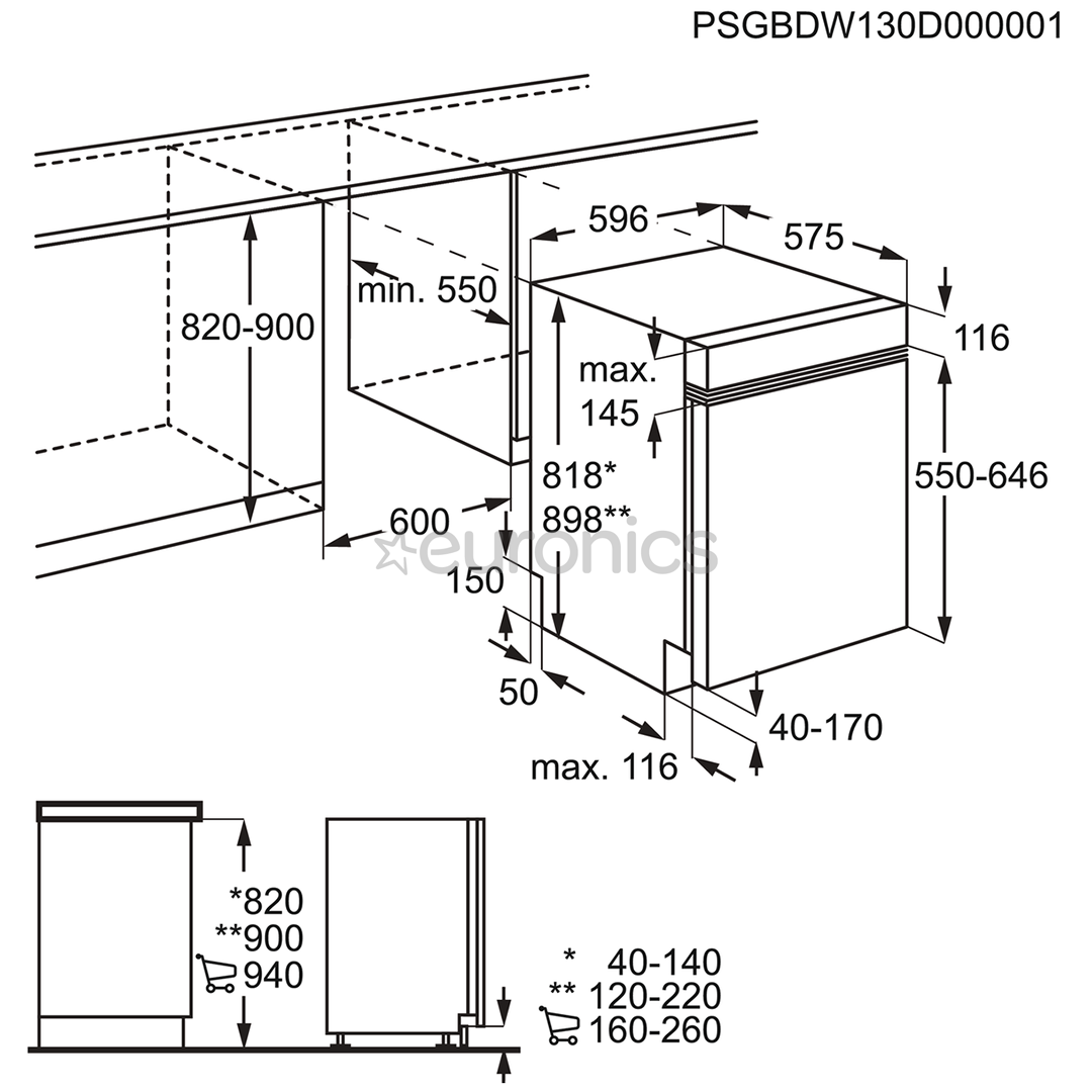 Built-in dishwasher Electrolux (15 place settings)
