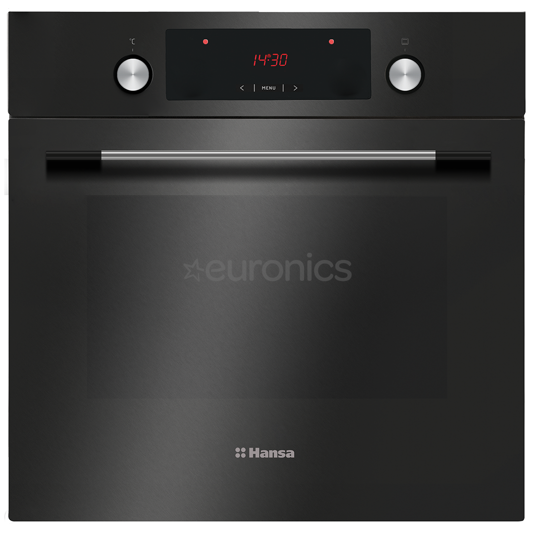 Hansa, 65 L, pyrolytic cleaning, black - Built-in oven