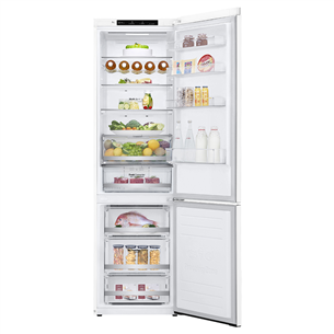 LG, высота 203 см, 384 л, белый - Холодильник