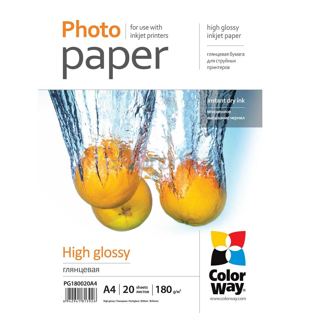 Fotopapīrs A4, ColorWay / 180 g/m2, 20 lpp