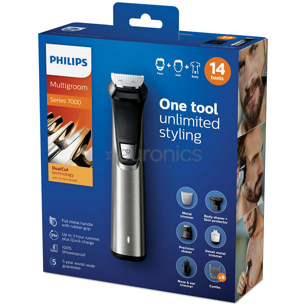 Philips Multigroom 7000 Series, 14 in 1, silver/black - Beard trimmer set