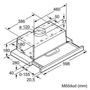 Bosch, 360 m³/h, width 59.8 cm, silver - Built-in Cooker Hood