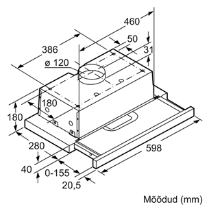 Bosch, 360 m³/h, width 59.8 cm, silver - Built-in Cooker Hood