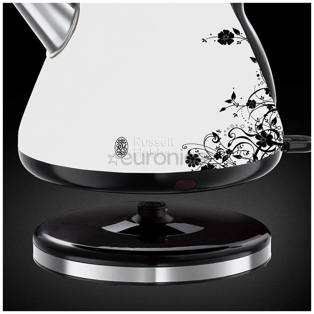 Russell Hobbs Legacy Floral, 1.7 L, melna/balta - Tējkanna