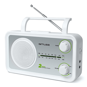 Muse M-06SW, analog, FM, battery powered, white - Compact and portable radio