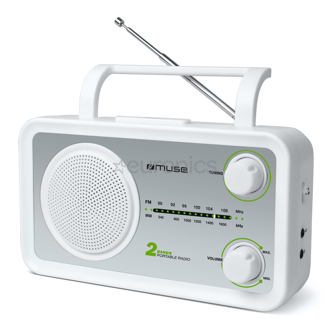 Muse M-06SW, аналоговое, FM, может работать на батарейках, белый - Компактное портативное радио