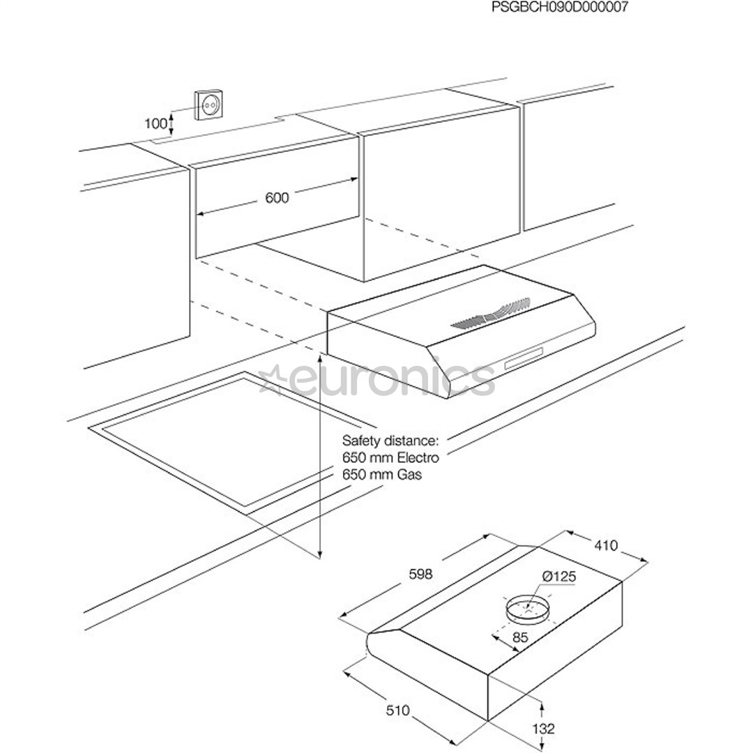 Electrolux, 208 m³/h, nerūsējošā tērauda - Tvaika nosūcējs
