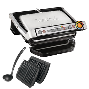 Tefal Optigrill+ with waffle plates, 2000 W, black/inox - Table grill GC716D