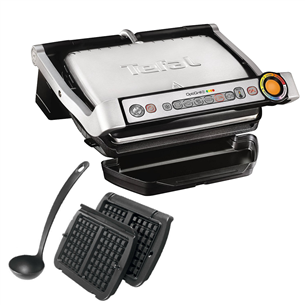 Tefal Optigrill+ + vafeļu plāksnes, 2000 W, melna/nerūsējošā tērauda - Elektriskais grils