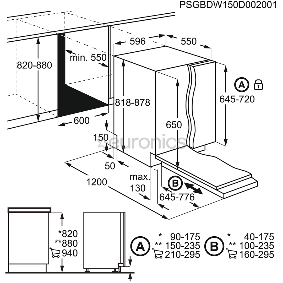 Electrolux, 13 place settings - Built-in Dishwasher