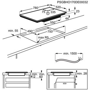 AEG, width 78 cm, frameless, black - Built-in Induction Hob