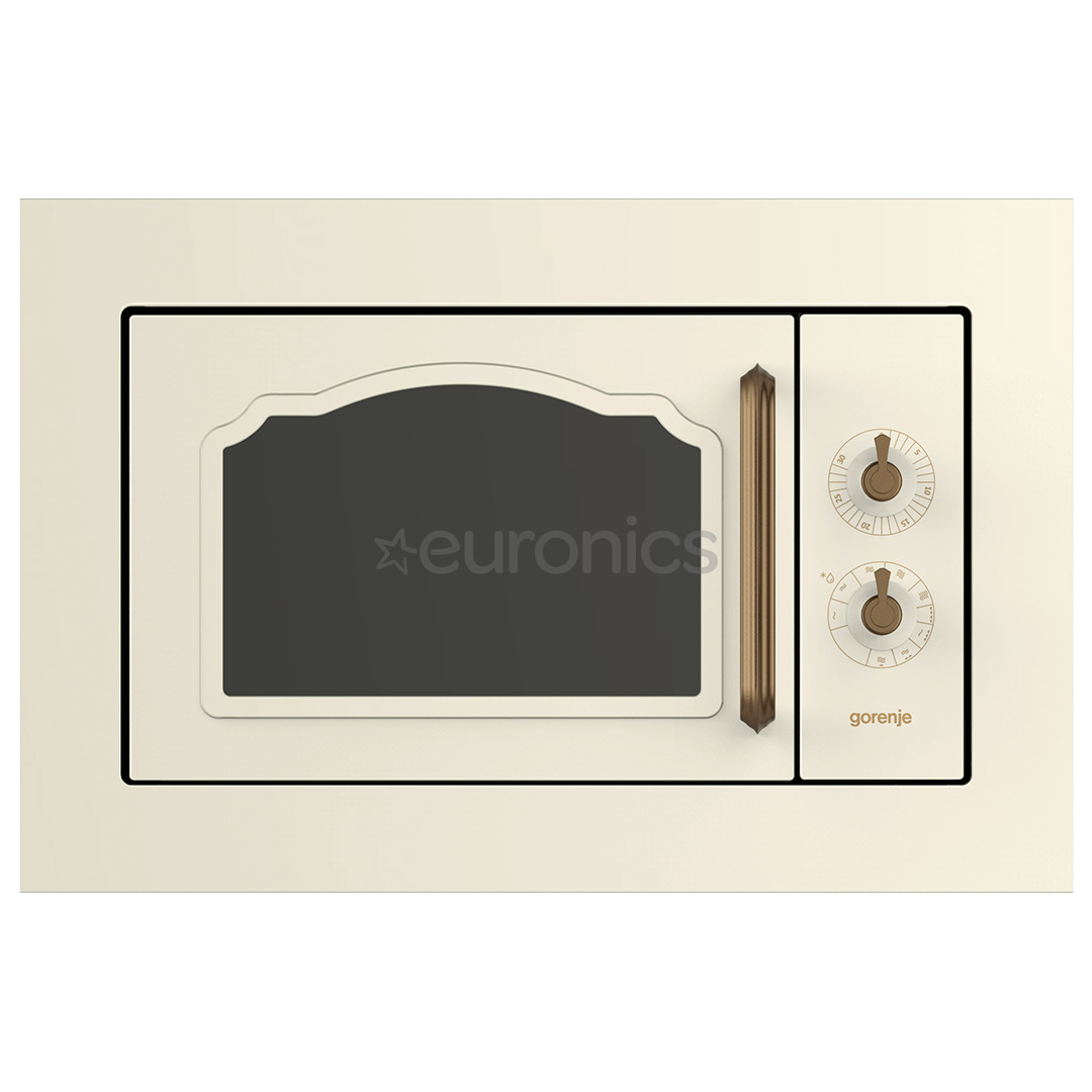 Gorenje, 23 л, 800 Вт, бежевый - Интегрируемая микроволновая печь в стиле ретро с грилем