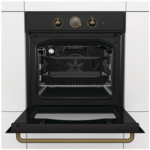 Gorenje, 71 L, black/gold - Built-in oven