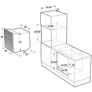 Gorenje, 71 L, melna/zelta - Iebūvējama elektriskā cepeškrāsns