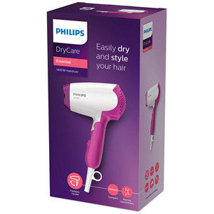 Philips DryCare Essential, 1400 W, balta/rozā - Matu fēns