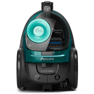 Philips PowerPro Active, 900 W, bez maisiņa, melna/zaļa - Putekļu sūcējs