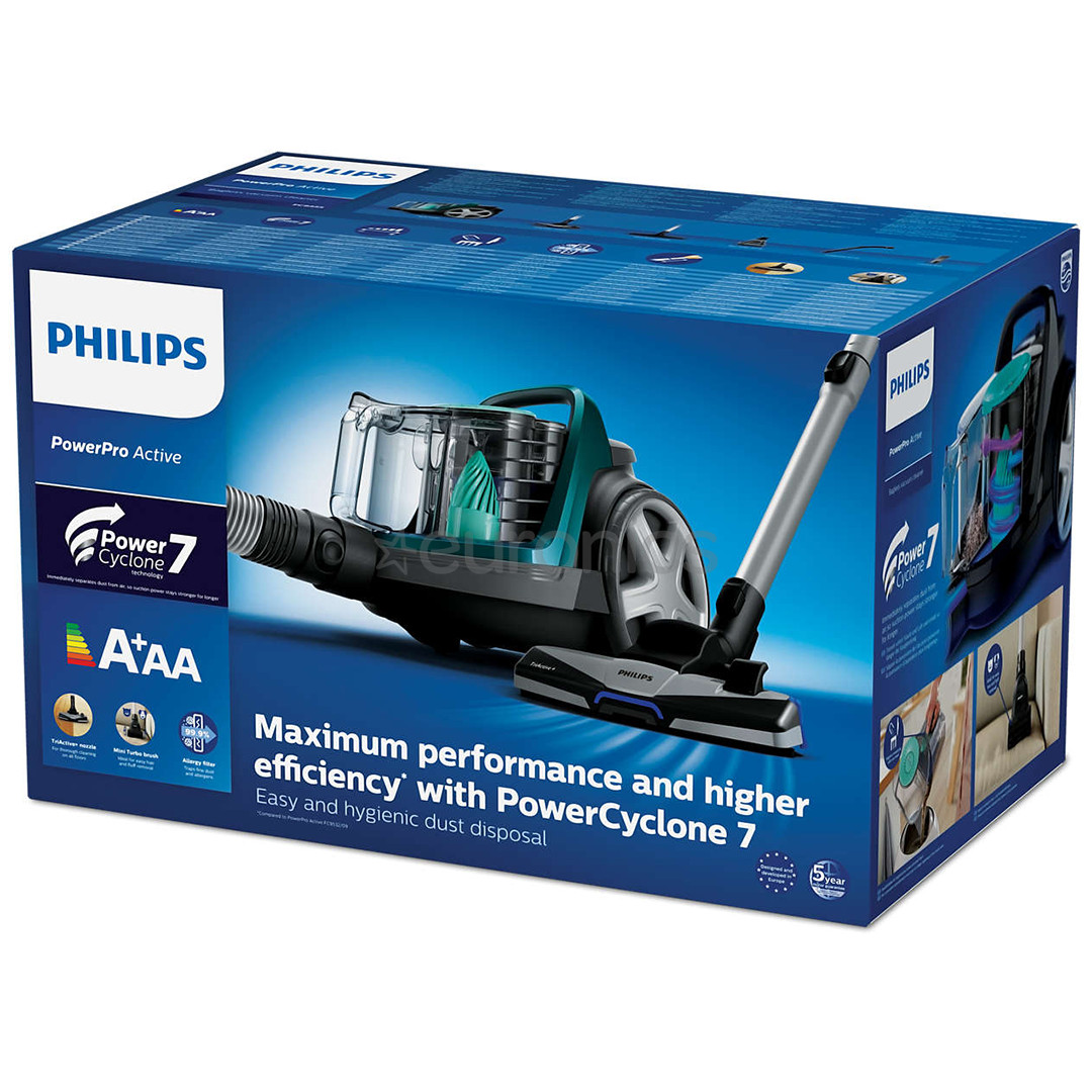 Philips PowerPro Active, 900 W, bagless, black/green - Vacuum cleaner