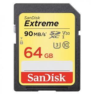Atmiņas karte Extreme SDXC, SanDisk / 64GB