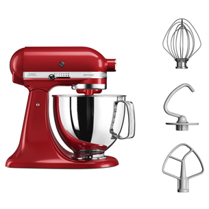 KitchenAid Artisan, 4.8 L, 300 W, sarkana - Mikseris + trauks saldējuma pagatavošanai