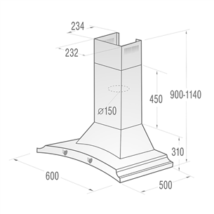 Gorenje, 621 m³/h, melna - Tvaika nosūcējs