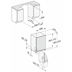 Miele, 14 place settings, width 59.8 cm - Built-in dishwasher