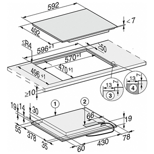 Miele, platums 59.2 cm, melna - Iebūvējama indukcijas plīts virsma