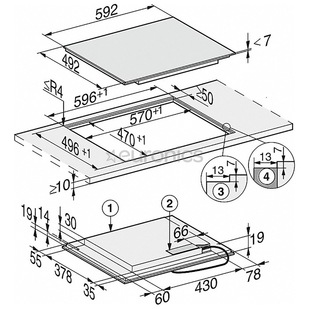 Miele, platums 59.2 cm, melna - Iebūvējama indukcijas plīts virsma