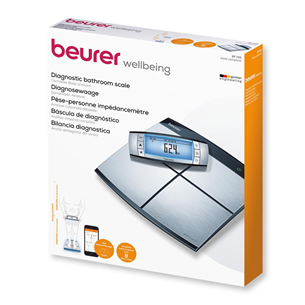 Beurer, до 180 кг, серебристый - Диагностические напольные весы с технологией Bluetooth