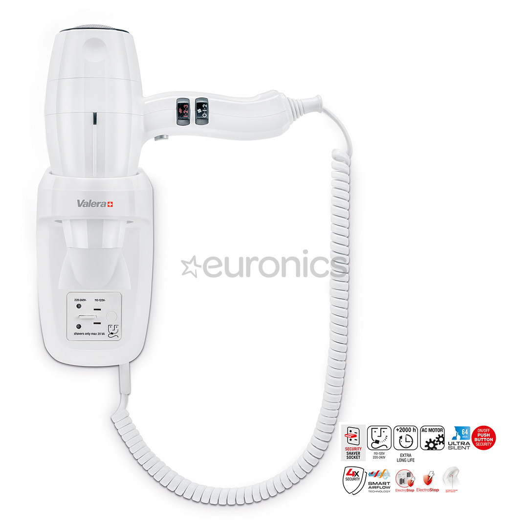 ValeraSilent Jet PROTECT 2000 Shaver, 2000 W, white - Wall-mounted hair dryer