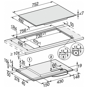 Miele, platums 75.2 cm, melna - Iebūvējama indukcijas plīts virsma