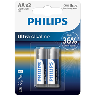 Philips Ultra Alkaline, AA, 2gb - Baterijas