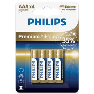 Philips Premium Alkaline, AAA, 4gb - Baterijas