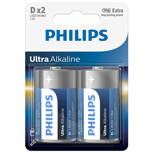 Philips Ultra Alkaline, D, 2 шт. - Батарейки