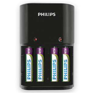 Philips, 4 x AAA, 800 mAh - Bateriju lādētājs + baterijas