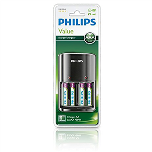 Philips, 4 x AAA, 800 мАч - Зарядное устройство + батарейки