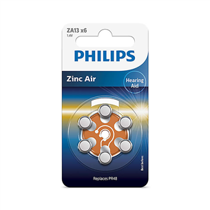 Philips Zinc Air, ZA13/PR48, 1.4V, 6 gab. - Baterijas