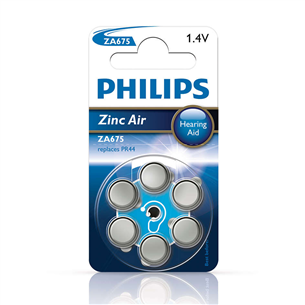 Philips Zinc Air, PR44/ZA675, 1.4V, 6 gab. - Baterija