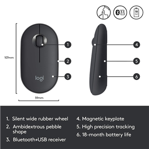 Logitech Pebble M350, melna - Bezvadu datorpele