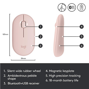 Logitech Pebble M350, pink - Wireless Optical Mouse