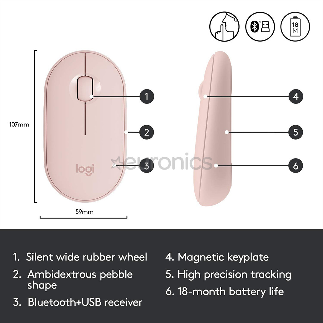 Logitech Pebble M350, pink - Wireless Optical Mouse