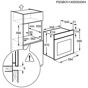 Electrolux, pyrolytic cleaning, 57 L, inox - Built-in Oven