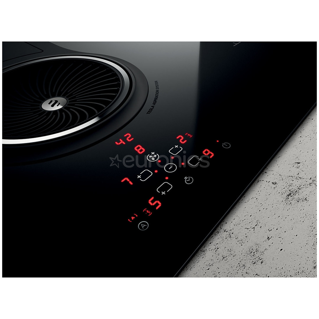 Elica NikolaTesla One, width 83 cm, frameless, black - Built-in Induction Hob with Cooker Hood